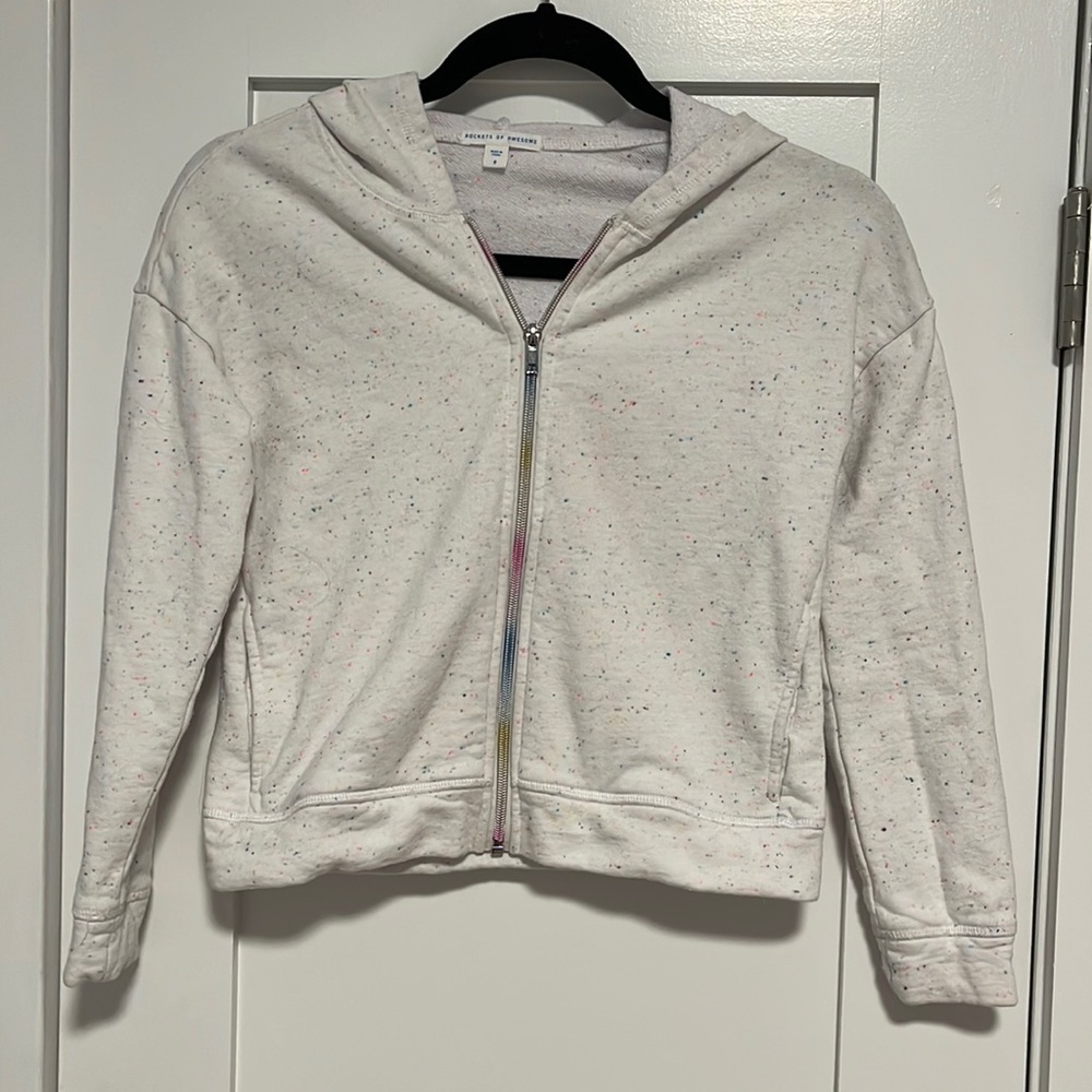 ROCKETS OF AWESOME neon rainbow hoodie size 8